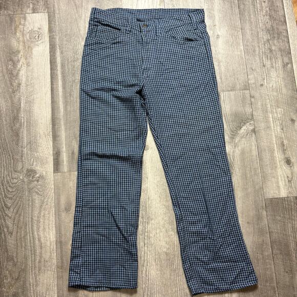 Vintage 70's Levi's Sta-Prest Blue Houndstooth Plaid Pant's No Size - Picture 1 of 7